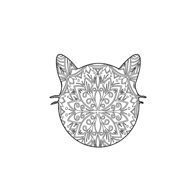 Vector vector mandala kat kleurplaat voor kinderen