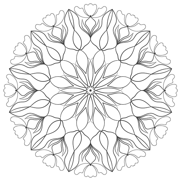 Vector mandala kleurboek pagina voor volwassenen Sier ronde bloemen kant overzicht zwarte contour