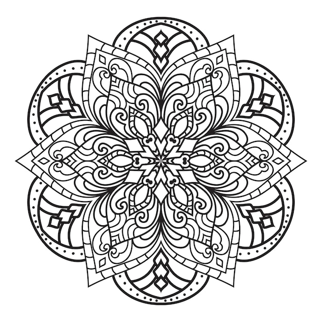 Vector mandala outline design for coloring page