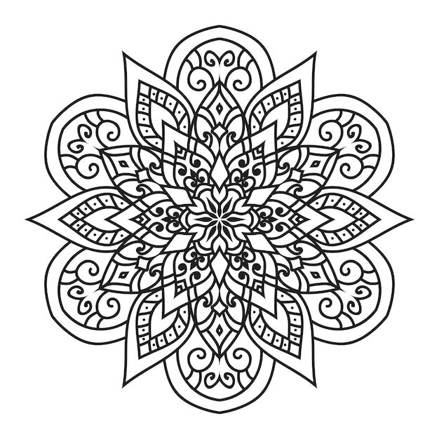 Vector mandala outline design for coloring page