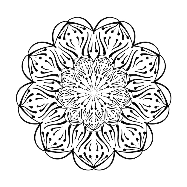 Векторный рисунок мандалы Элемент раскраски книги Абстрактный узор кружева Декоративный орнамент в этническом стиле