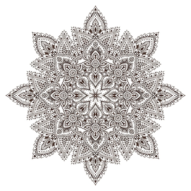 Vector mandala pattern of henna floral elements based on traditional Asian ornaments. Paisley Mehndi Tattoo Doodle illustration