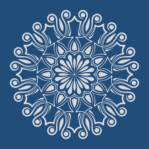 Vector mandala ronde decoratie wit op blauw