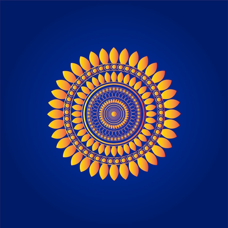 Vector vector mandala with blue gradient background