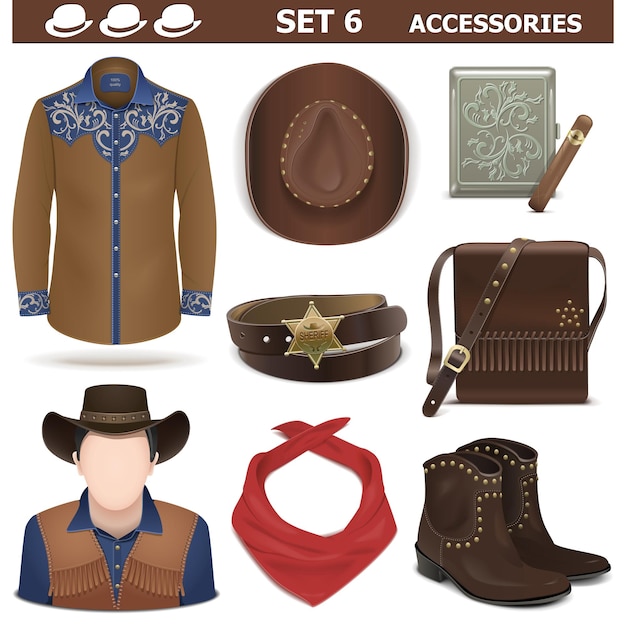 Vector mannelijke accessoires set 6