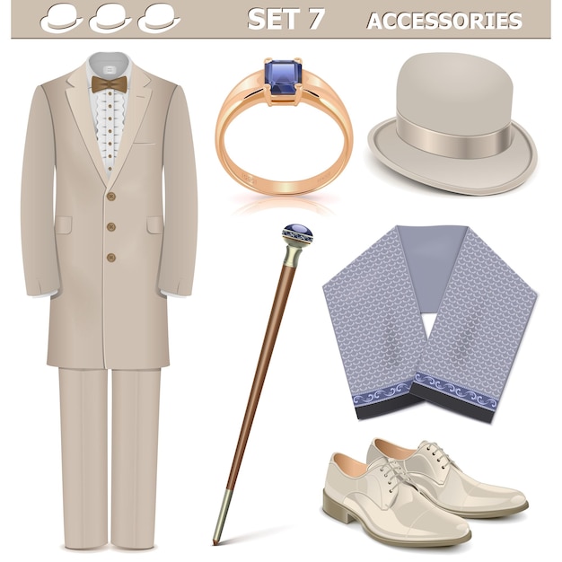 Vector mannelijke accessoires set 7