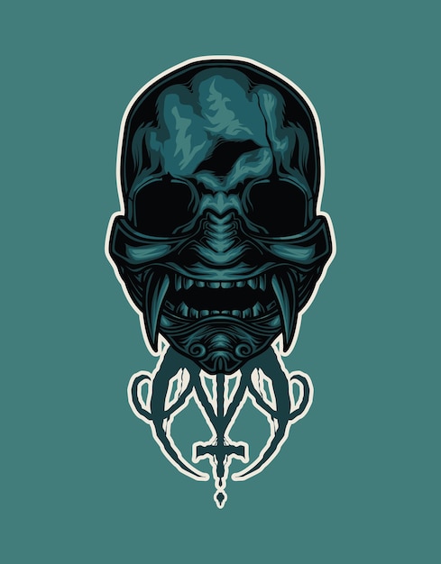 Vector many horned skull vector illustration
