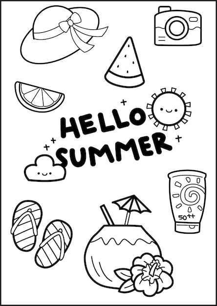 a vector of many summer objects