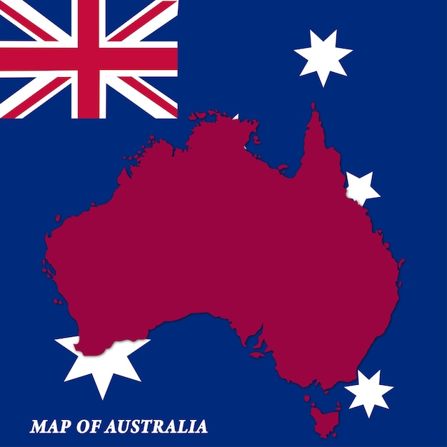 Vector map of australia with flag background