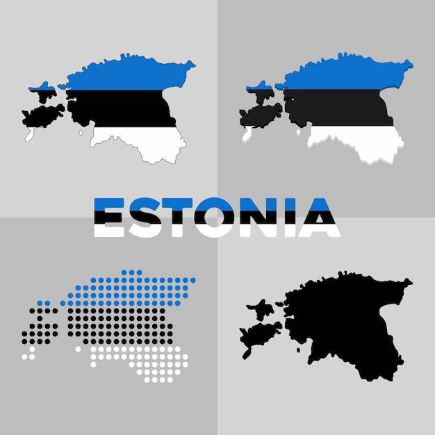 エストニアの国境のベクター マップ。エストニアの国旗と地理