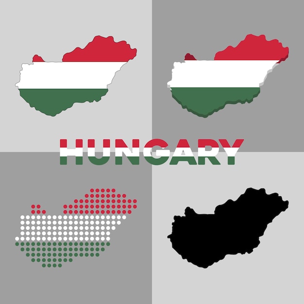 Vector map of borders of Hungary. Flag and geography of the country of Hungary