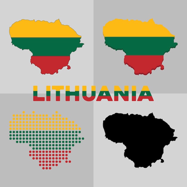 Векторная карта границ Литвы. Флаг и география Литвы