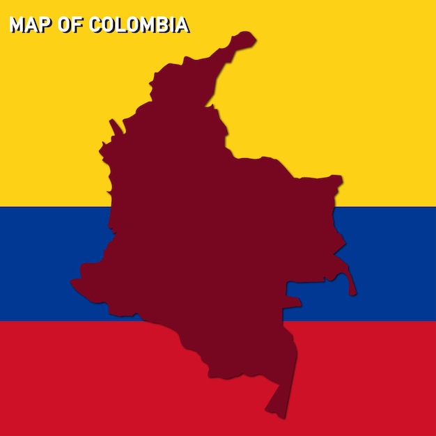 Vector map of colombia with flag background