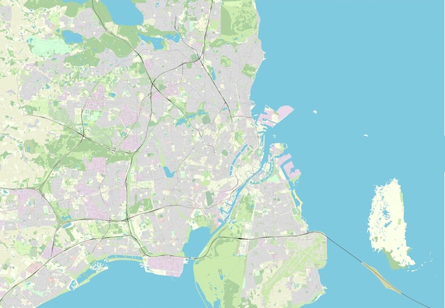 Vector Map of Copenhagen Denmark data from Openstreetmap