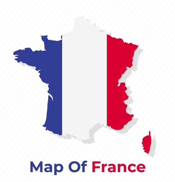 Vector vector map of france with national flag