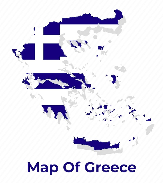 Mappa vettoriale della grecia con bandiera nazionale