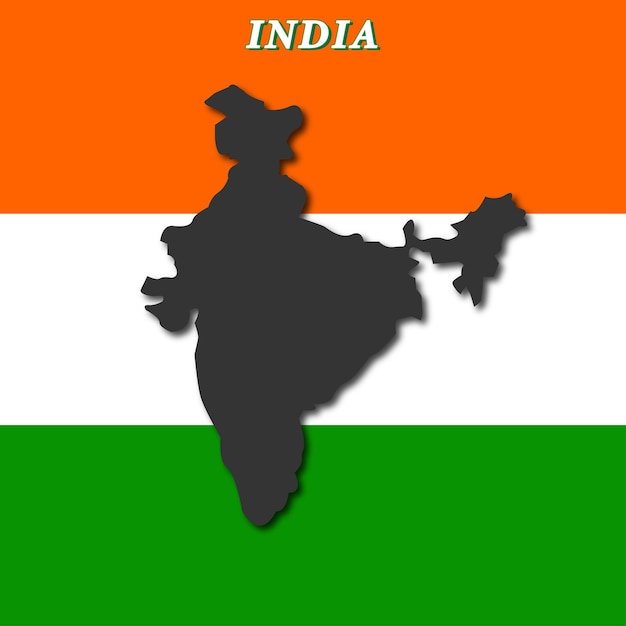 Vector map of india with flag background