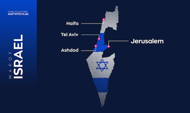 イスラエルの首都と主要都市のベクトル マップ