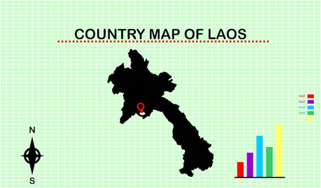 VECTOR MAP OF LAOS WITH GRID BACKGROUND. ACCOMPANYED WITH DIAGRAM GRAPHICS