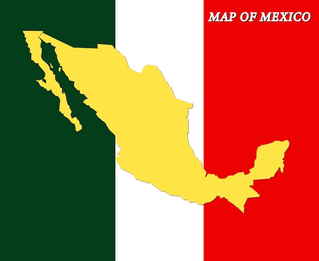 vector map of mexico with flag background