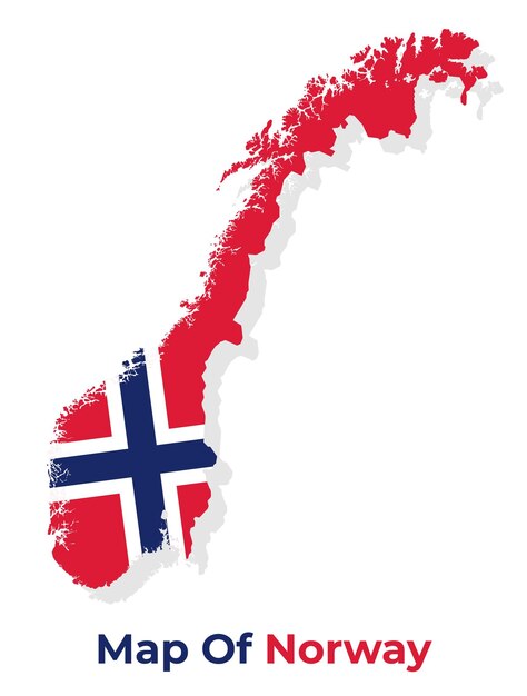 Vector vector map of norway with national flag