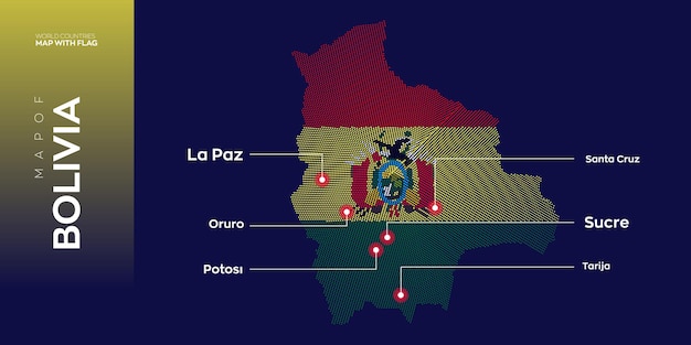 Векторная карта боливии со столицей и крупными городами