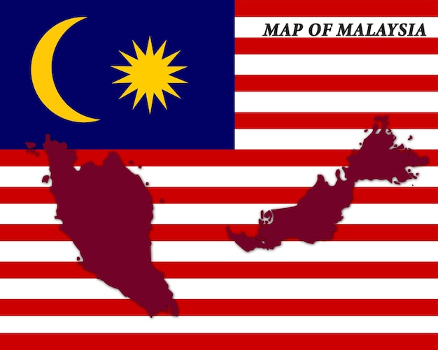 ベクトル 旗の背景を持つマレーシアのベクトル地図