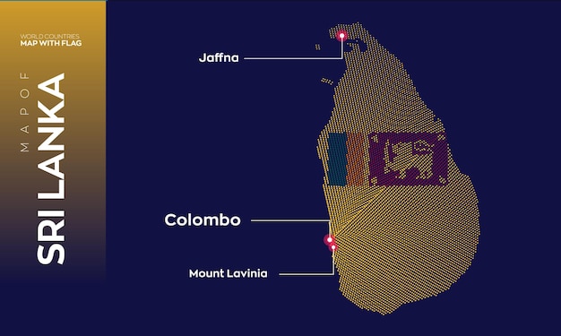 スリランカの首都と主要都市のベクター マップ