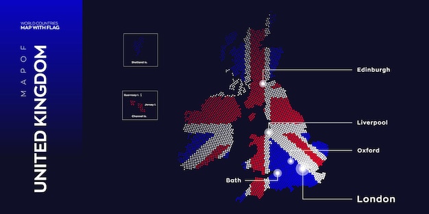 イギリスの首都と主要都市のベクター マップ。