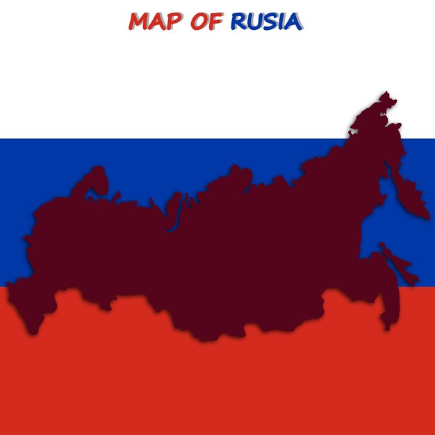 Vettore mappa vettoriale della russia con sfondo bandiera