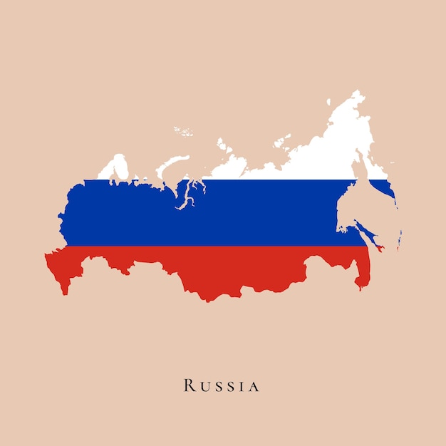 Vector map of russia with flag