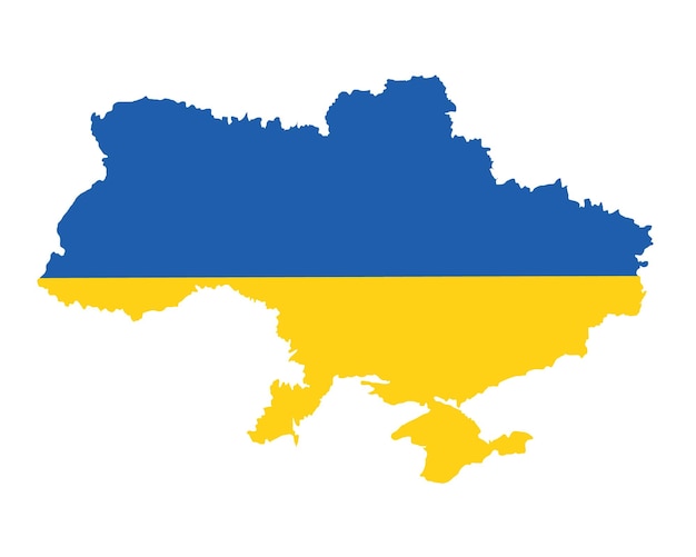 Vector vector map state of ukraine simple hand made line drawing map blue and yellow colour flag