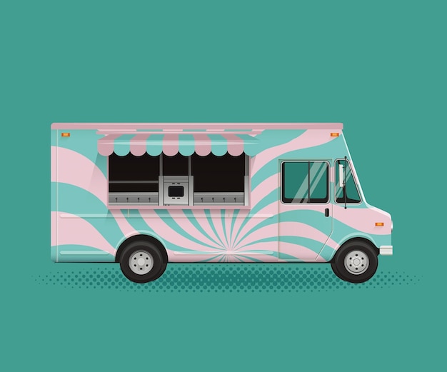 Vector Map of Summer Ice Drink and Food Truck