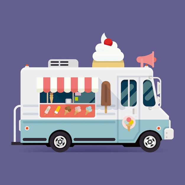 Vector Map of Summer Ice Drink and Food Truck