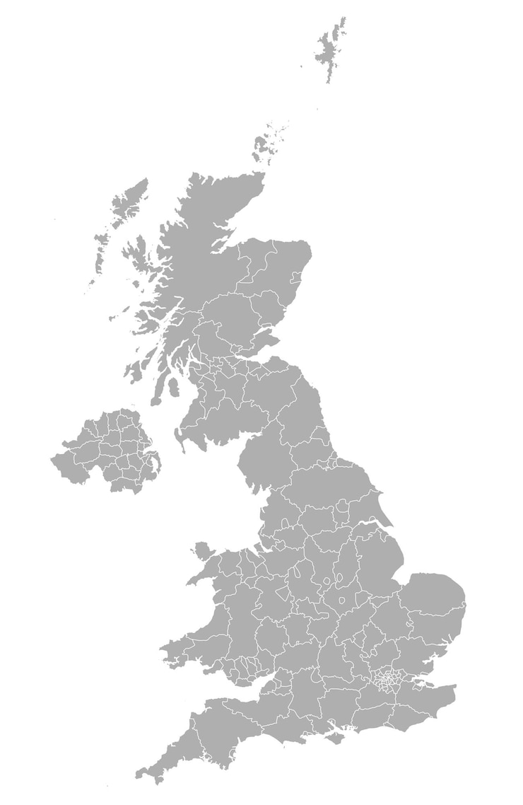 Vector vector map of united kingdom regions and administrative areas