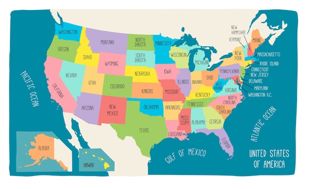 Vector vector map of the united states of america.