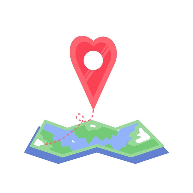 Vector map with location Heart Location Pin world map lovely place