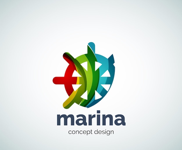 Vector marina steering wheel logo template