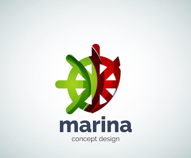 Vector marina steering wheel logo template