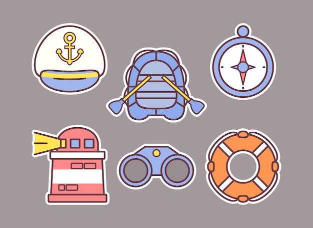 Vector vector marine collection illustration stickers and icon