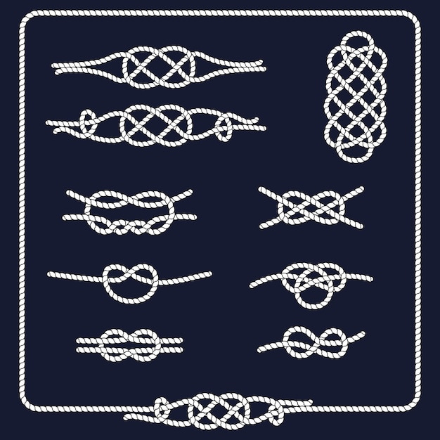 Vector vector marine rope knots collection