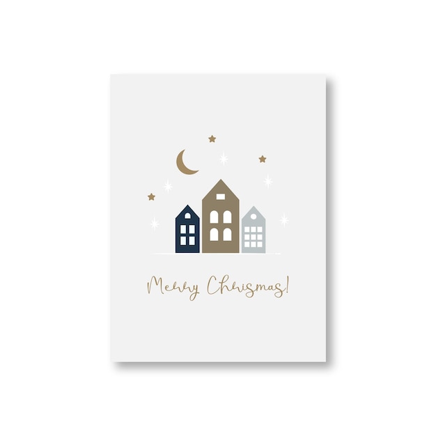 Vector marry christmas wenskaart scandinavische minimalistische stijl