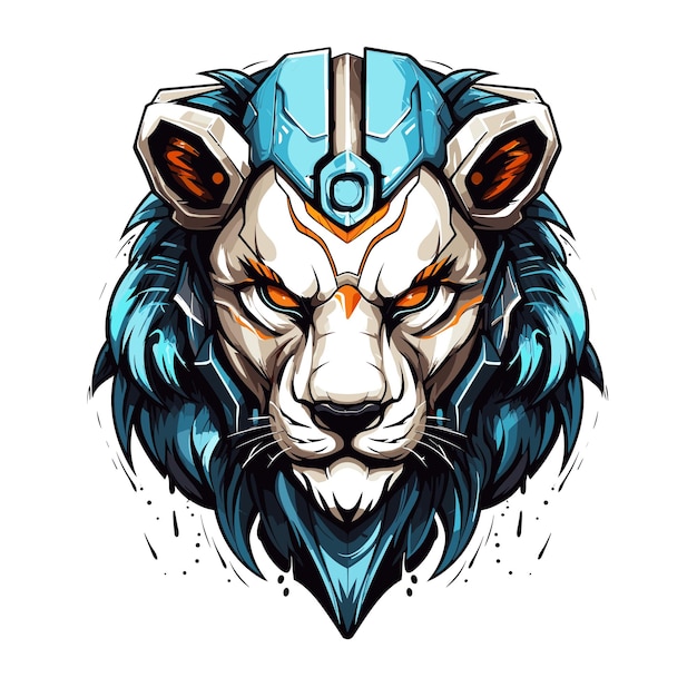 vector mascot logo of Cyborg Lion
