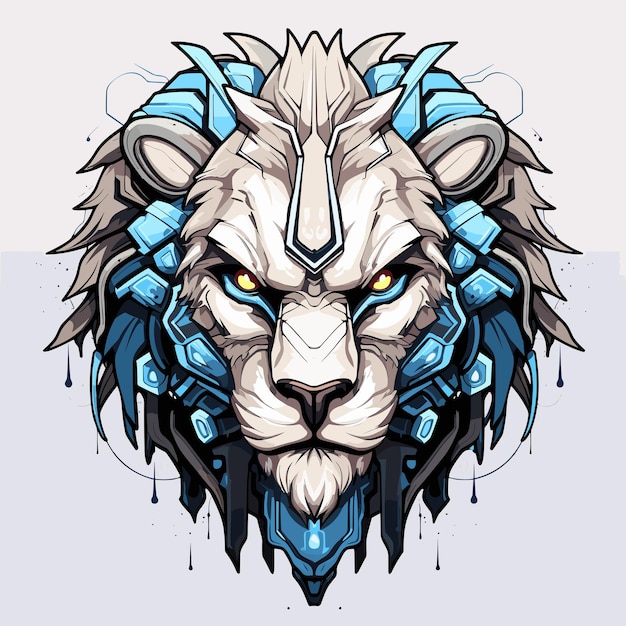 vector mascot logo of Cyborg Lion