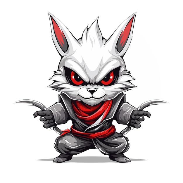 vector mascot logo ninja rabbit