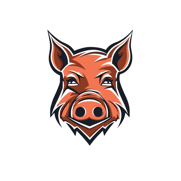 A vector mascot logo of pig with white background