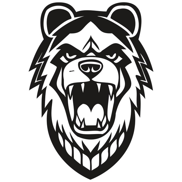 Vector mascot logotype for sport team Bear head black and white illustration template badges