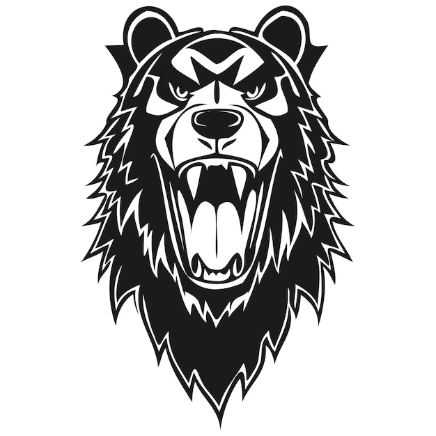 Vector mascot logotype for sport team Bear head black and white illustration template badges