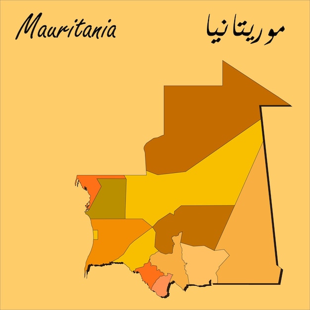 Vector vector mauritania map vector with regions and cities lines and full every region