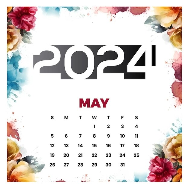 Premium Vector Vector may floral calendar 2024